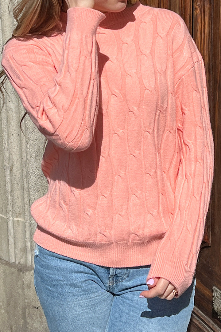 Pink Cable-knit Sweater