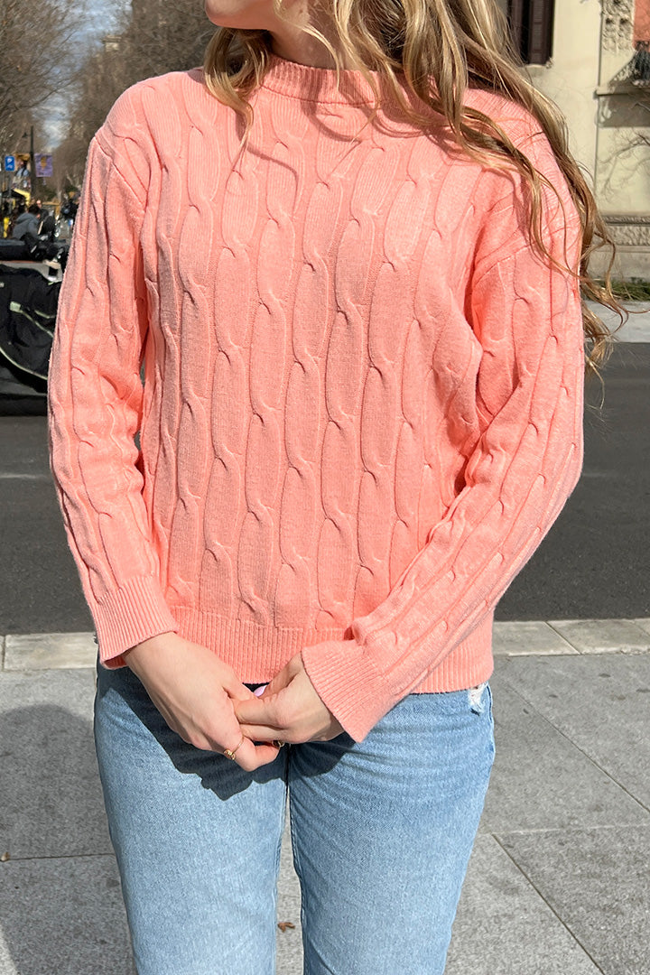 Pink Cable-knit Sweater